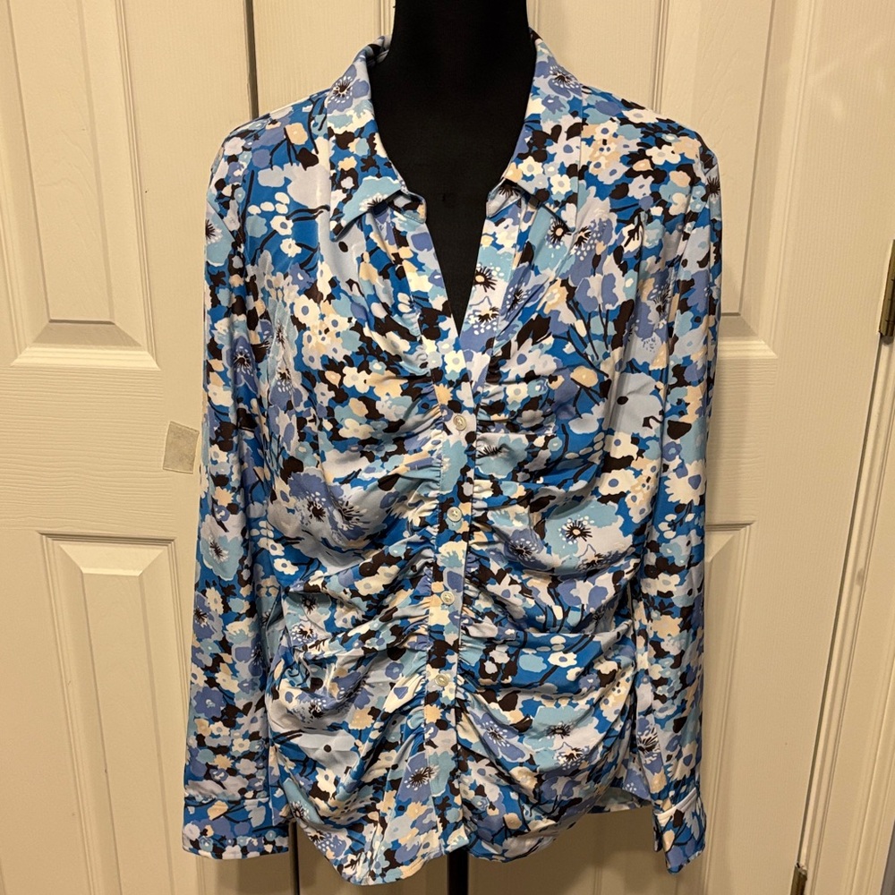 Rails Lisa Floral Ruched Button Up Blouse